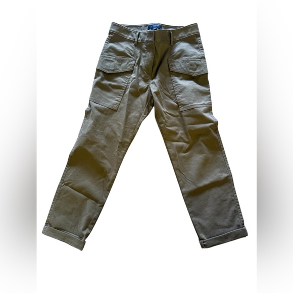 Ann Taylor Petite green  business casual pants pockets buttons comfortable cuff - Picture 2 of 12